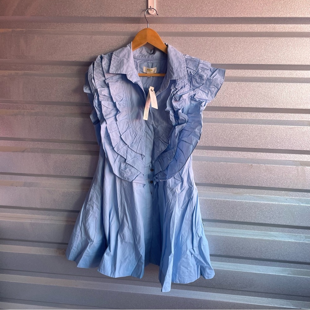 Anthropologie NWT Maeve Ruffled Button-Front Mini Dress